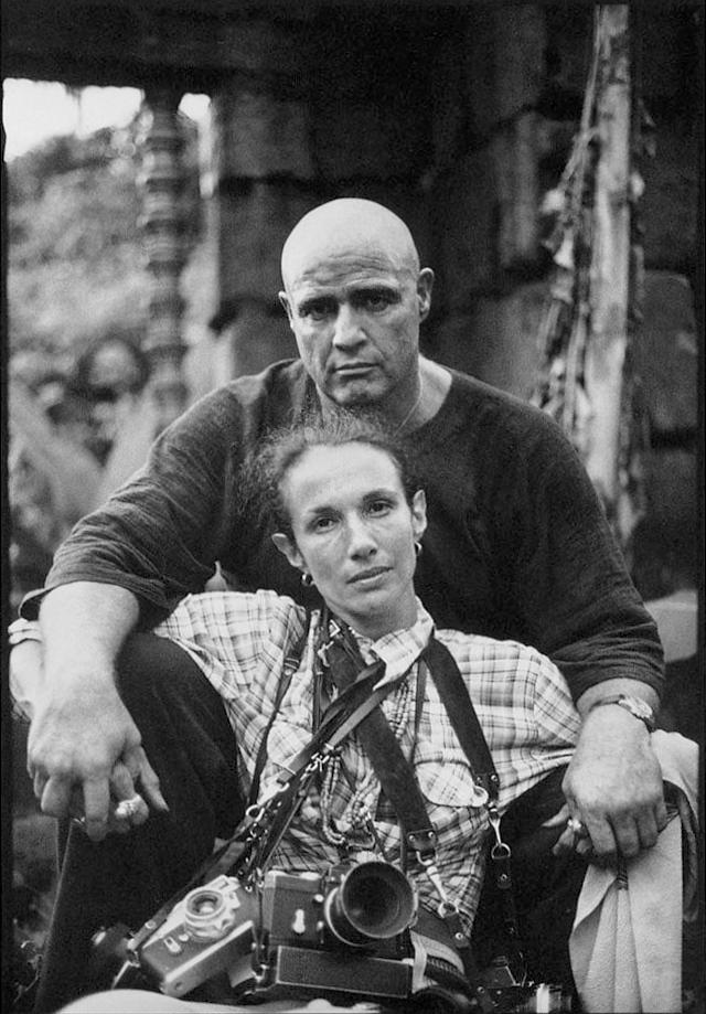Marlon Brando and Mary Ellen Mark with her Leica M4 and Nikon F with F-36 Motor Drive and Remopak on the set of Apocalypse Now