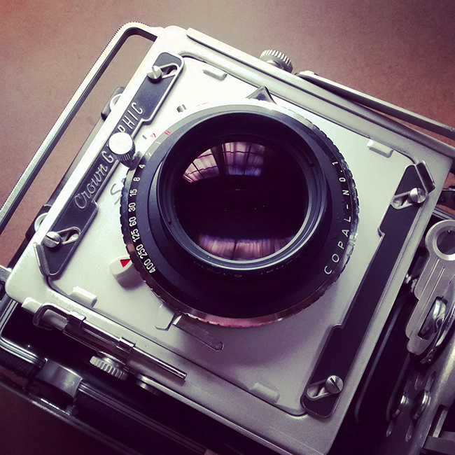 My 210mm schneider-kreuznach f/6.1 Xenar Lens in Copal No. 1 Shutter mounted on my Graflex Crown Graphic Special 4x5 inch Press Camera.