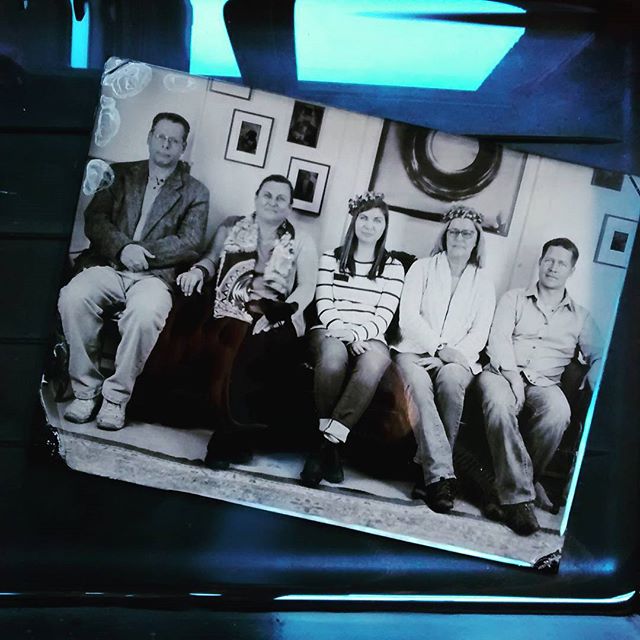 Wet Plate Collodion Photography at Genesee Libby Studio — The final group portrait in a water bath.