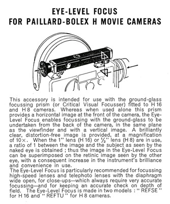 Eye-Level Focus for the Paillard-Bolex Movie Cameras