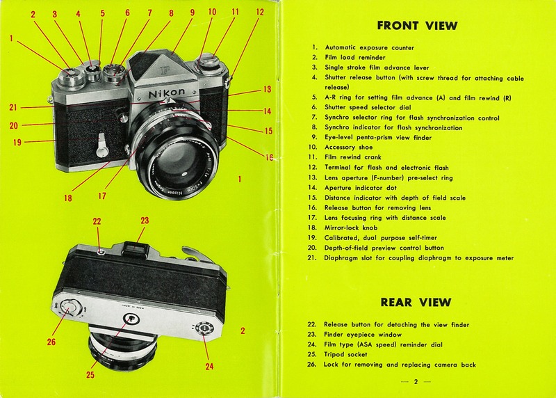 Nikon F Fully Automatic Single Lens Reflex Camera Instructions